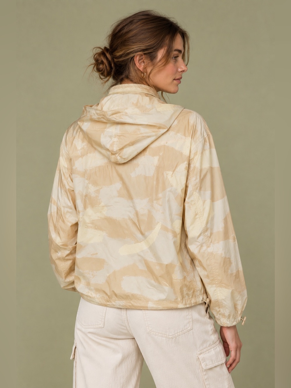 NWT Rag & Bone Beige Camo Hooded Utility Windbreaker Jacket Medium - Picture 2 of 9